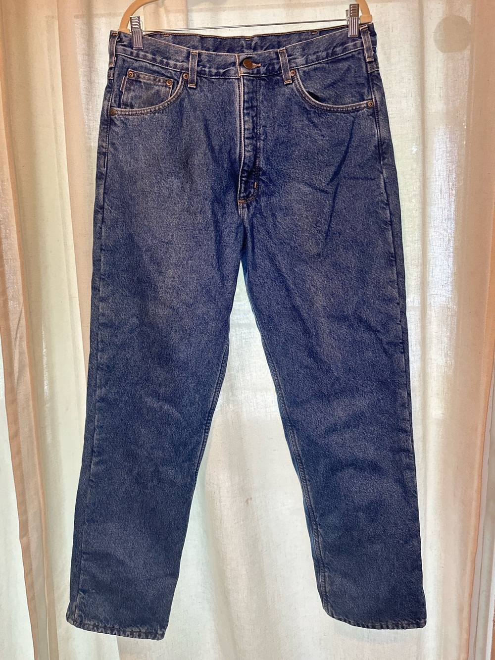 Carhartt Men’s Fleece Lined Denim Jeans Work Pants Relaxed Fit B155 DST 35x32